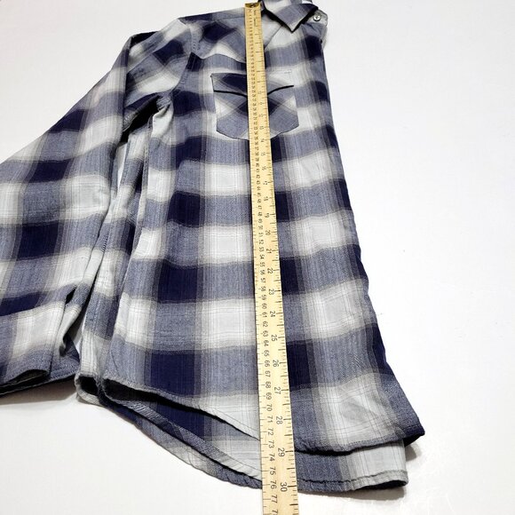 Tecovas Mens Pearl Snap Long Sleeve Shirt Size M Blue Plaid Flap Pocket Western - Picture 7 of 10
